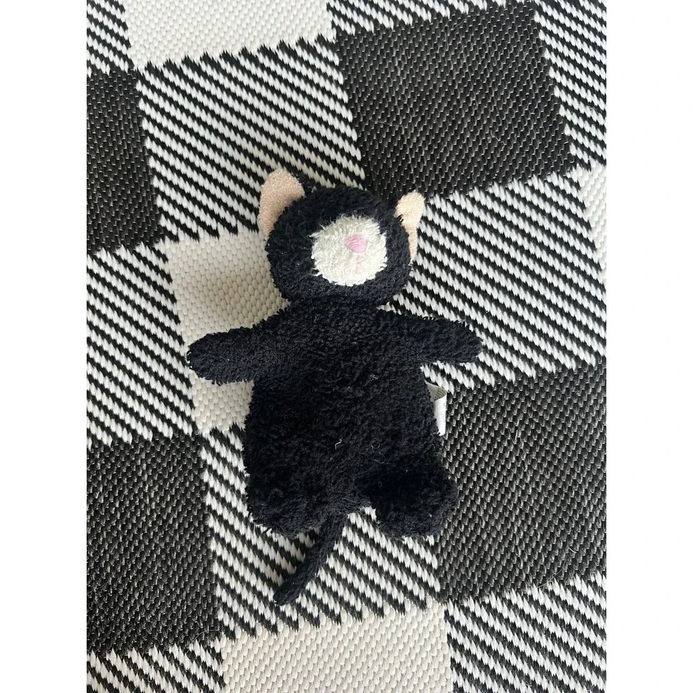 Vintage Russ Berrie Home Buddies PURRY Black Cat Plush Terrycloth Towel Texture